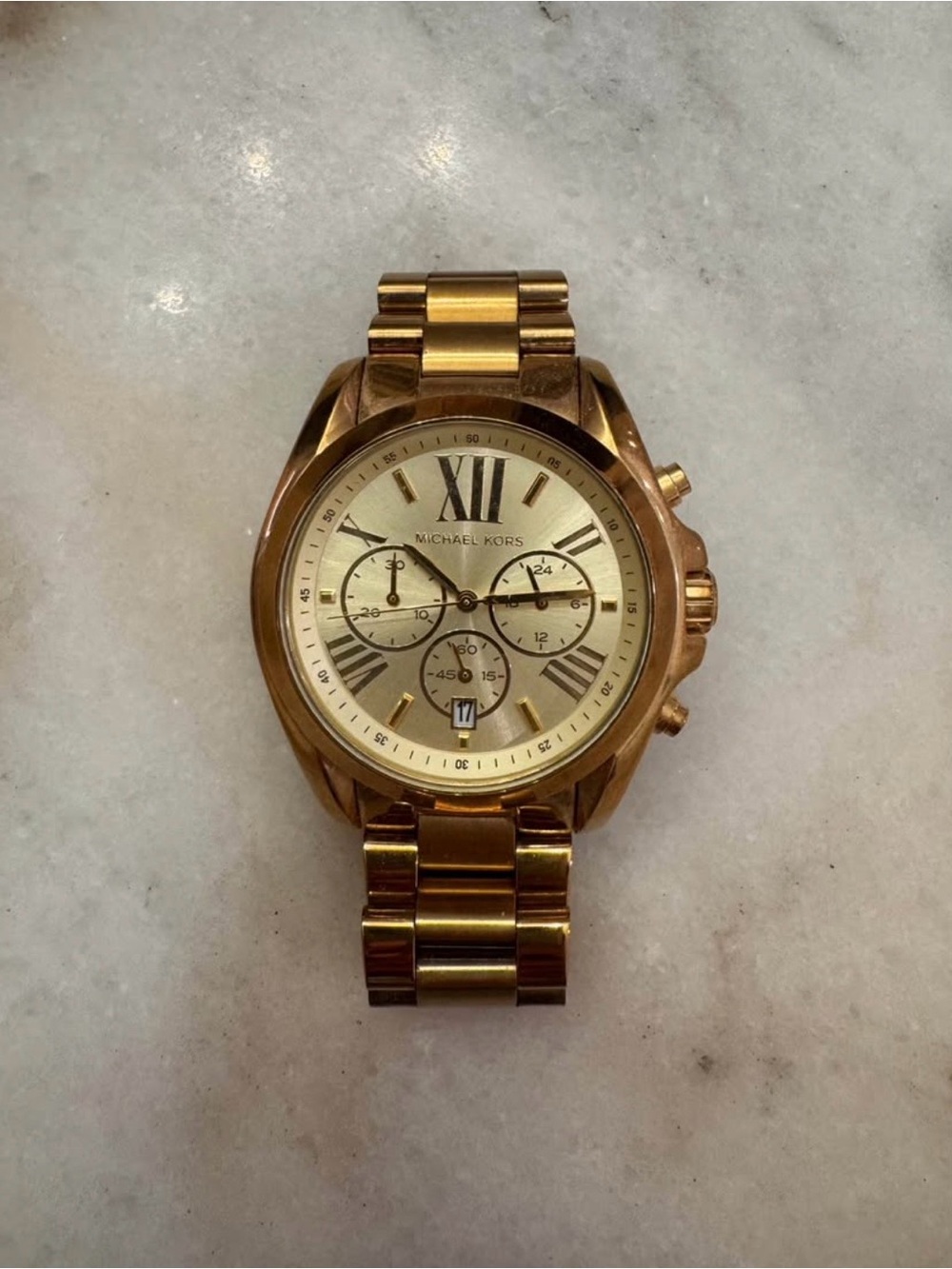 Michael Kors Men's Gold-Tone Chronograph Watch with Ivory Dial